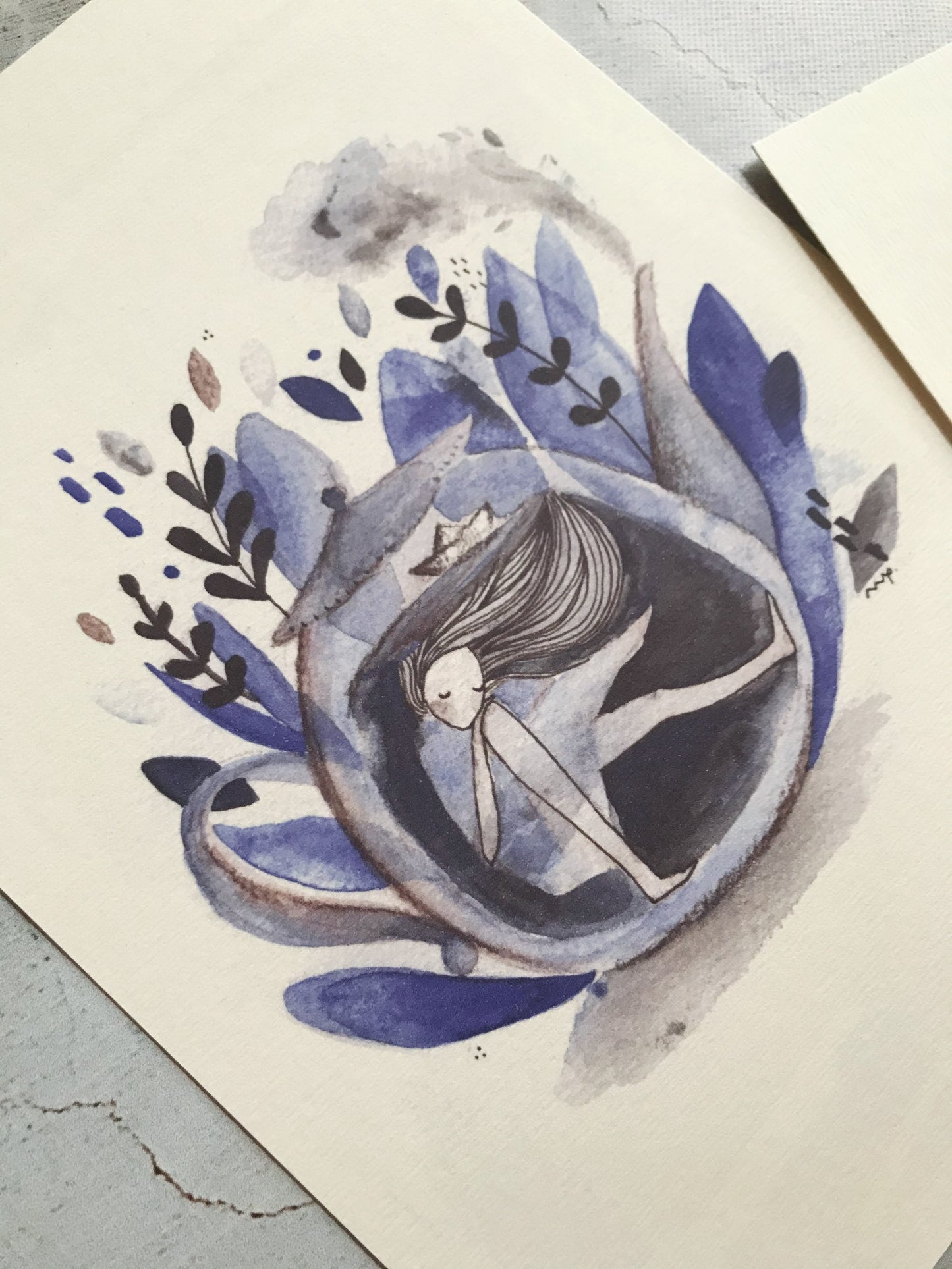Mélyben, kékben - akvarell print